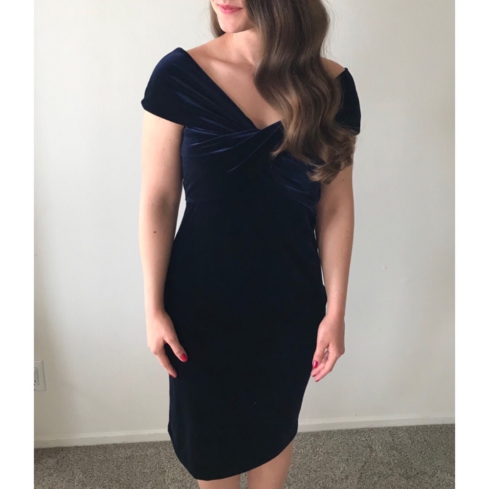 Navy Velvet Zara Semi Formal Dress